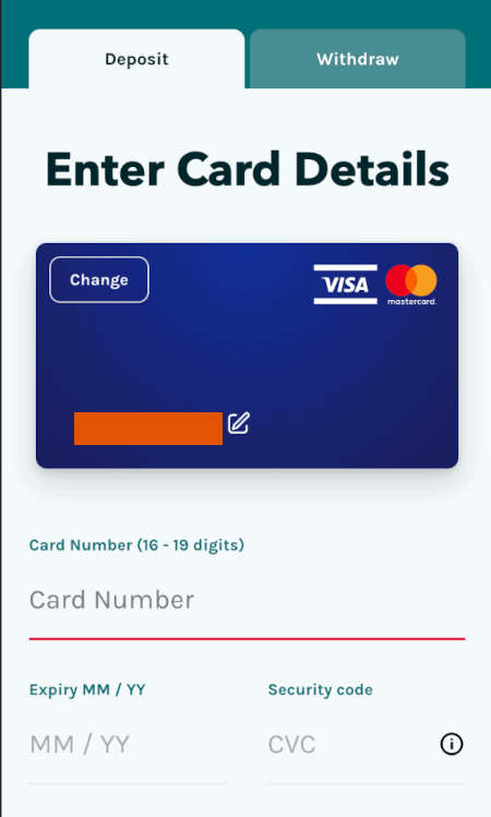 enter card