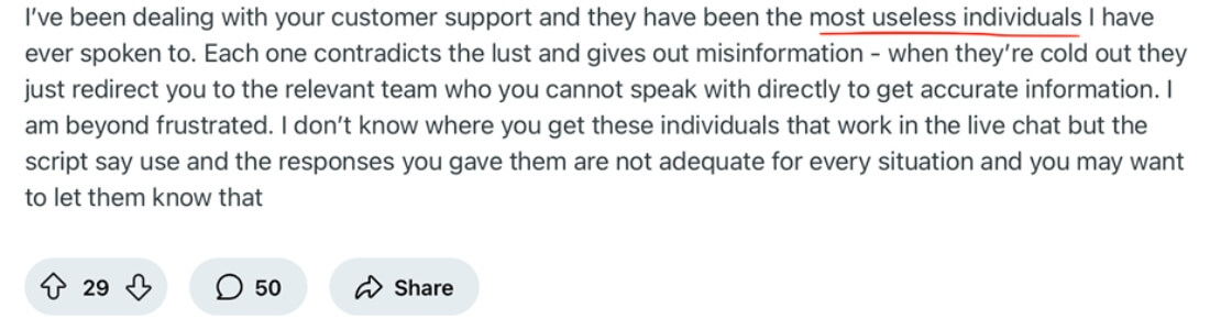 poor customer support